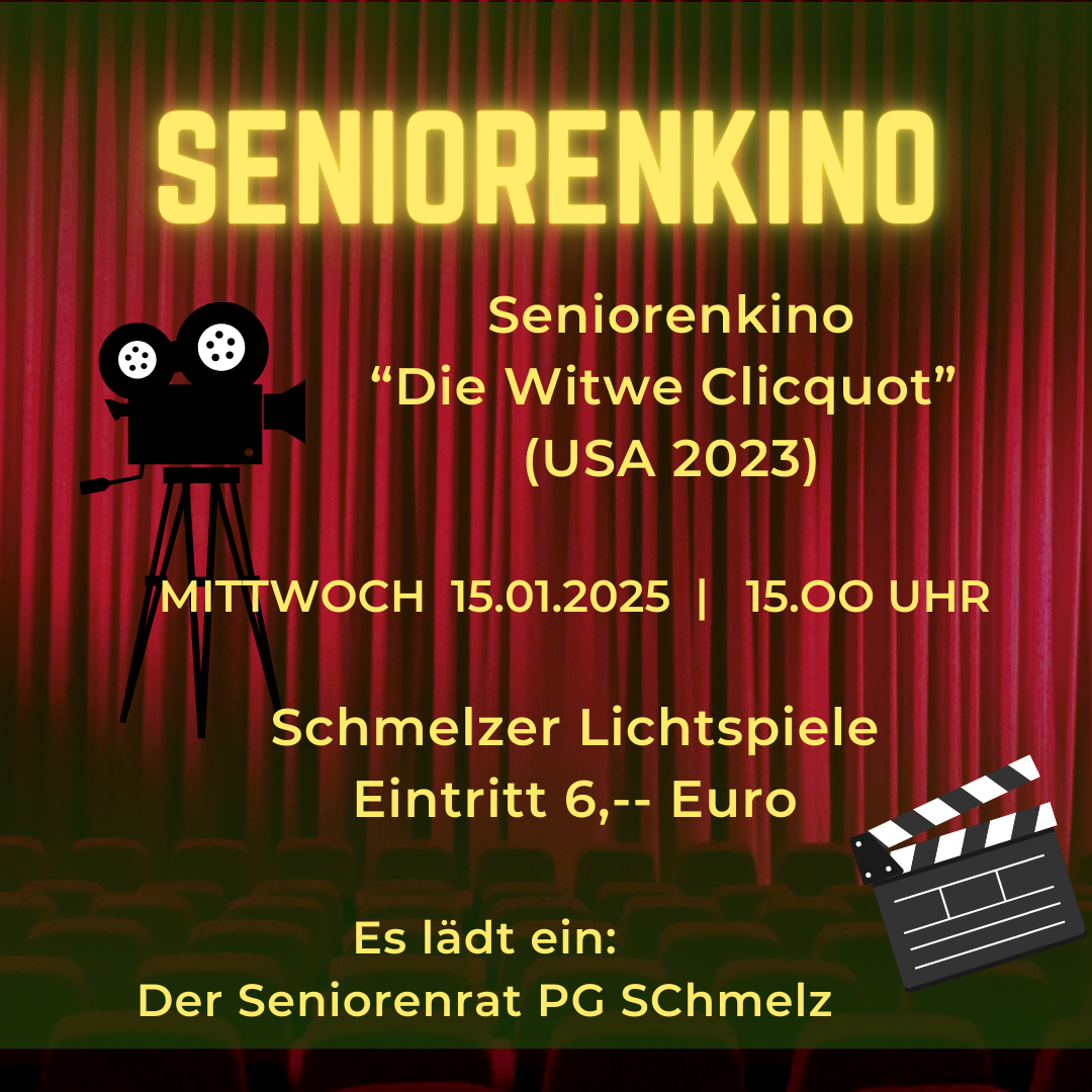 Seniorenkino in den Schmelzer Lichtspielen am 15.1.2025 um 15 Uhr